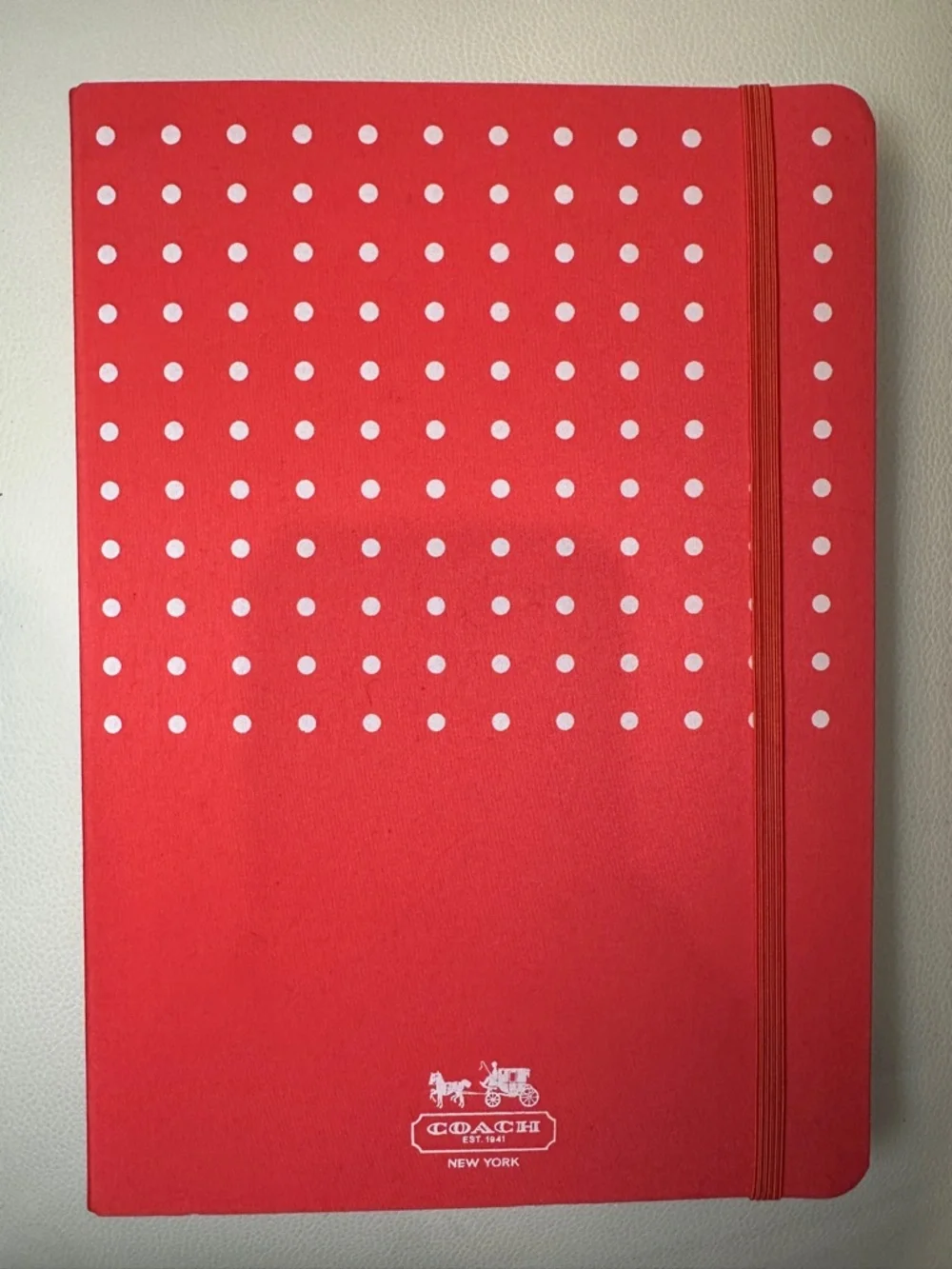 COACH Japan Exclusive Coral/White Polka Dots Coated Canvas Portfolio Folder EUC